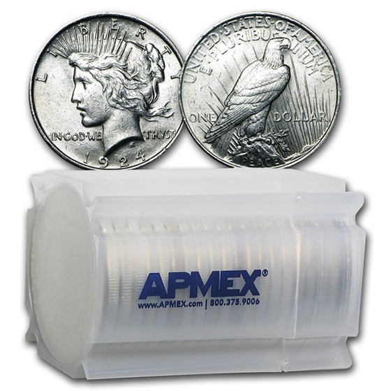 1924 Peace Silver Dollars AU (20-Coin Roll) 1924 Peace Silver Dollars AU (20-Coin Roll)